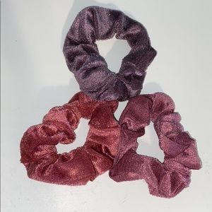 3 Purple / Red / Pink Velvet Scrunchies